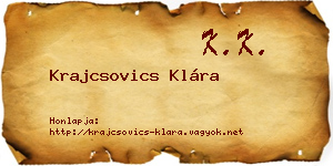 Krajcsovics Klára névjegykártya