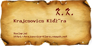 Krajcsovics Klára névjegykártya